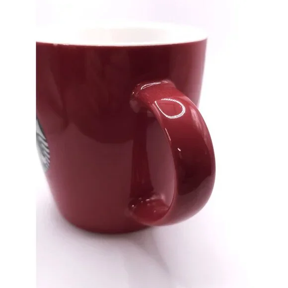 Starbucks Red Ceramic Coffee Mug 12 Oz With Iconic Green Siren Logo - Picture 4 of 7